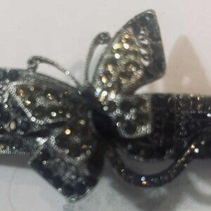 Vintage Rhinestone Butterfly Hair Barrette — Elegant Victorian Revival